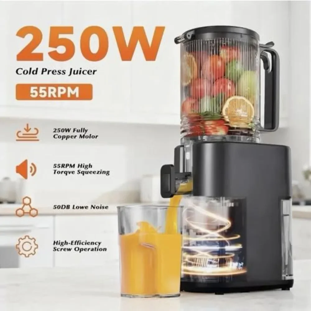 YOYDS Slow Masticating Juicer Black JE120-83M00 350W BPA Free Large Feed